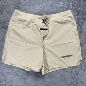 ESSENTIALS Fear of God Volley Shorts Cream Beige Cotton Nylon Streetwear